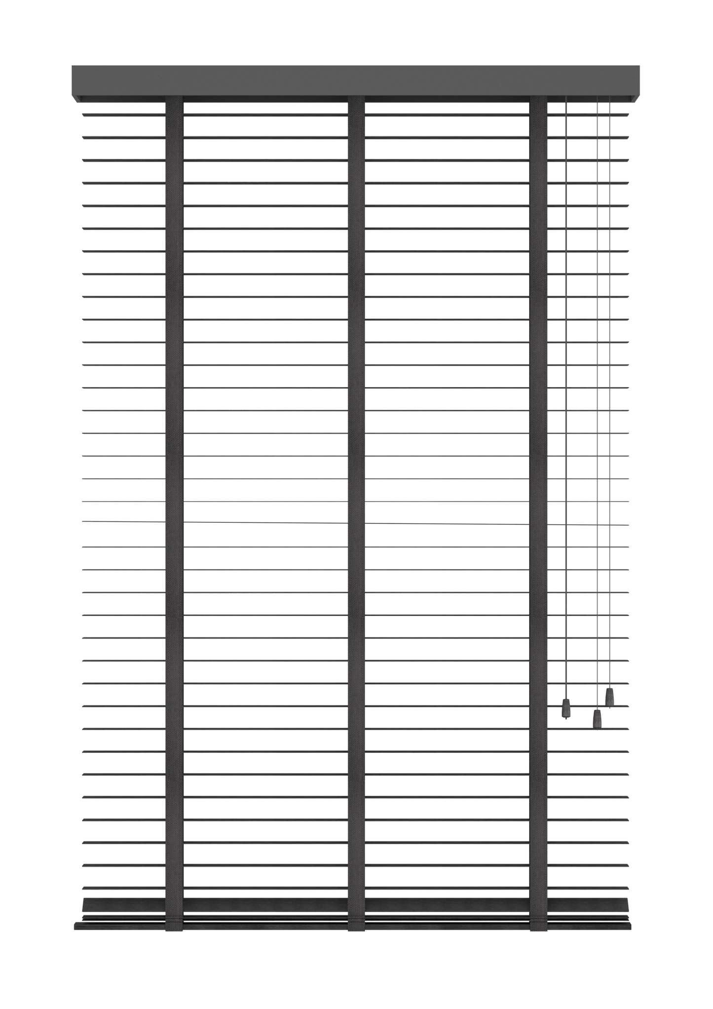 Bamboe Jaloezie zonder Ladderband 35mm Zwart