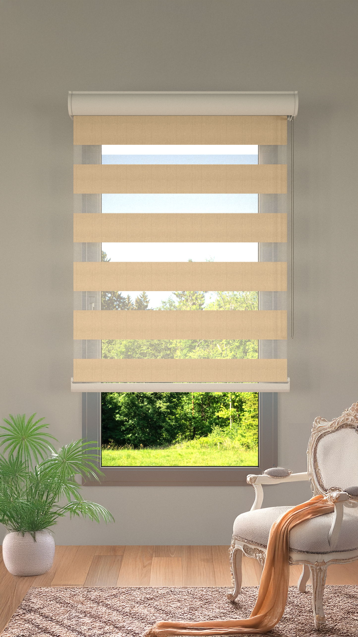 Duo Rolgordijn Semi Transparant Beige