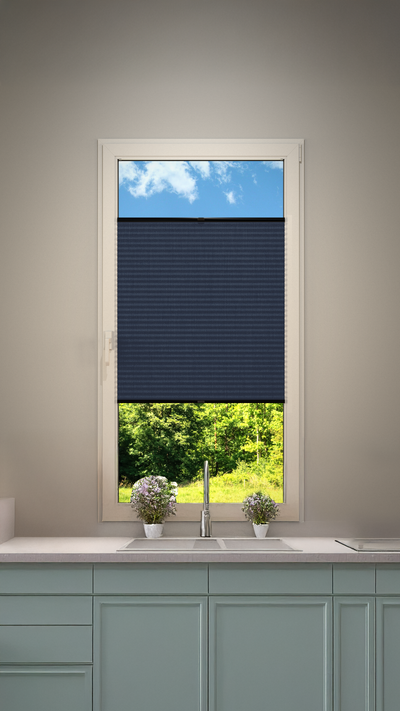 Plisse Gordijn Semi Transparant Navy Blauw