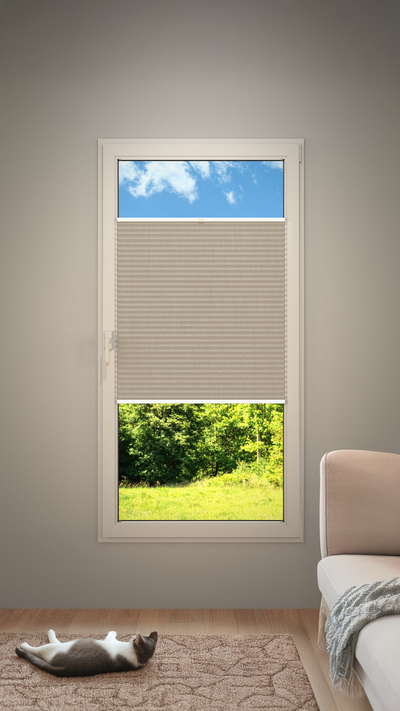 Plisse Gordijn Semi Transparant Beige