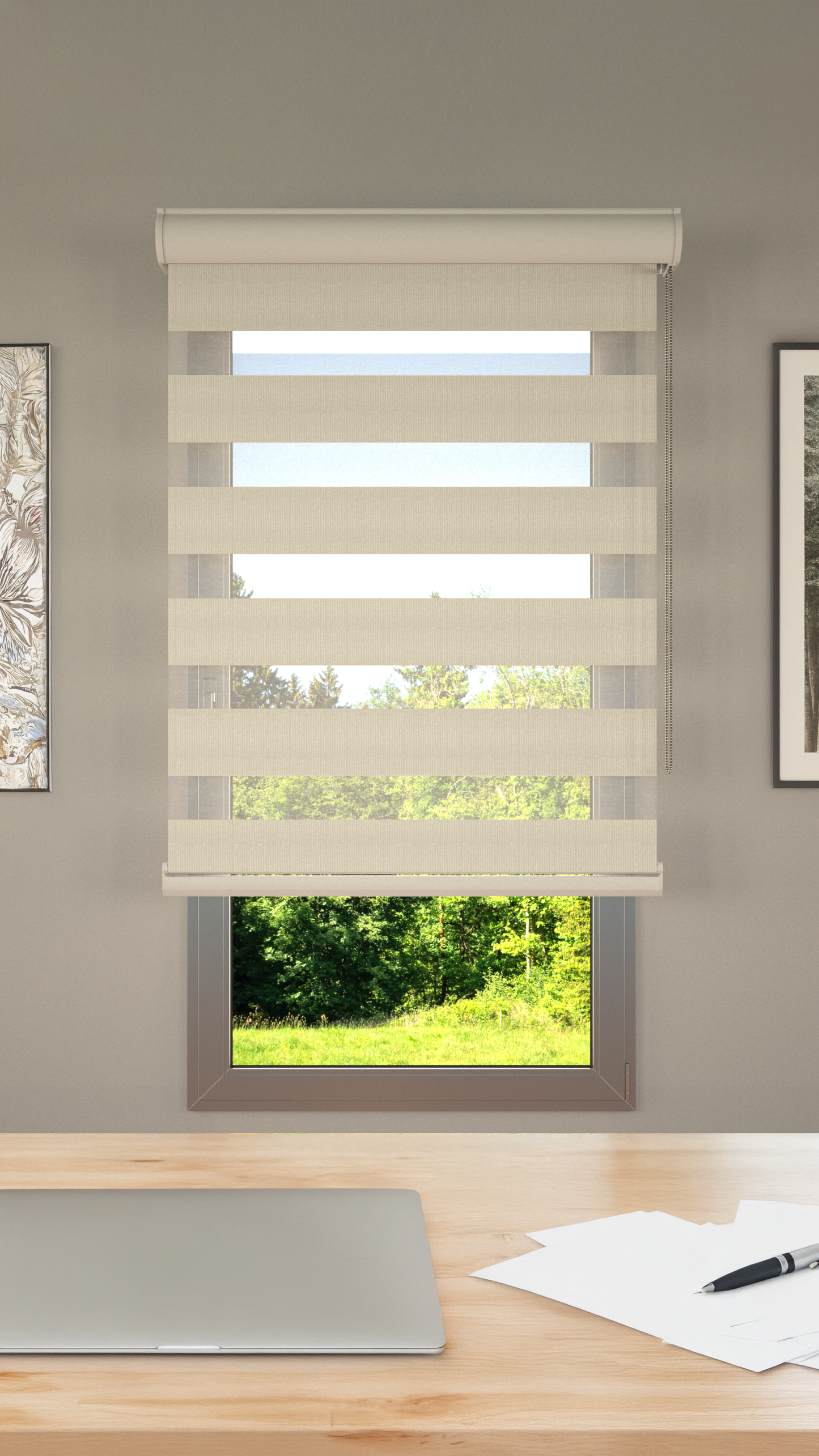 Duo Rolgordijn Semi Transparant Pearl-White