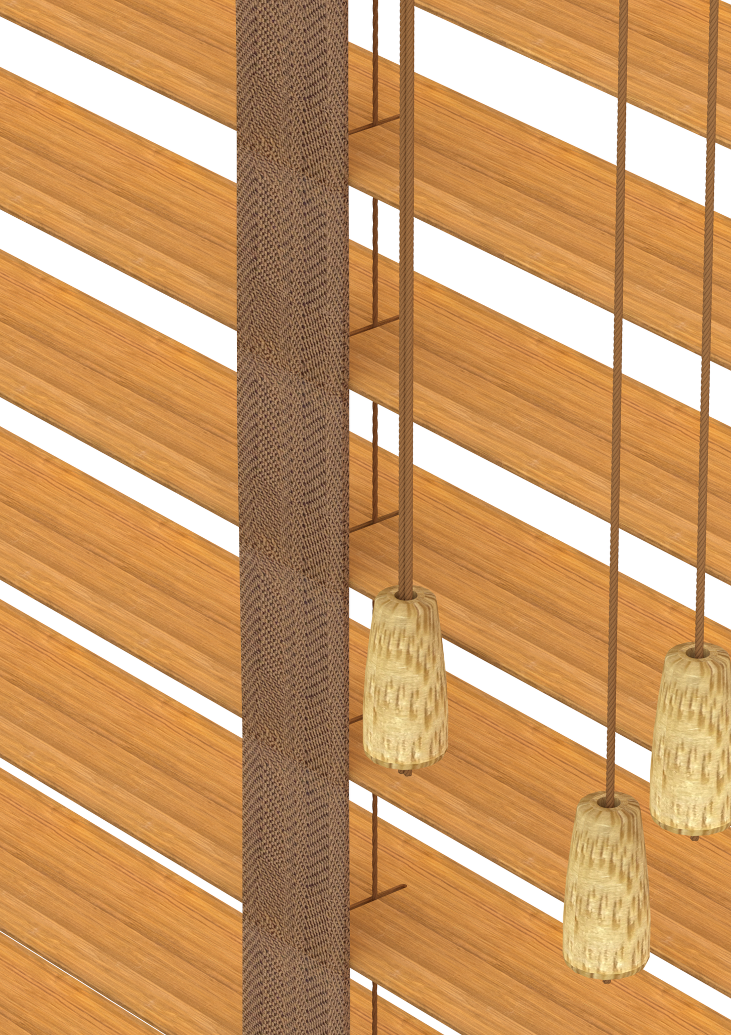 Bamboe Jaloezie met Ladderband 65mm eik