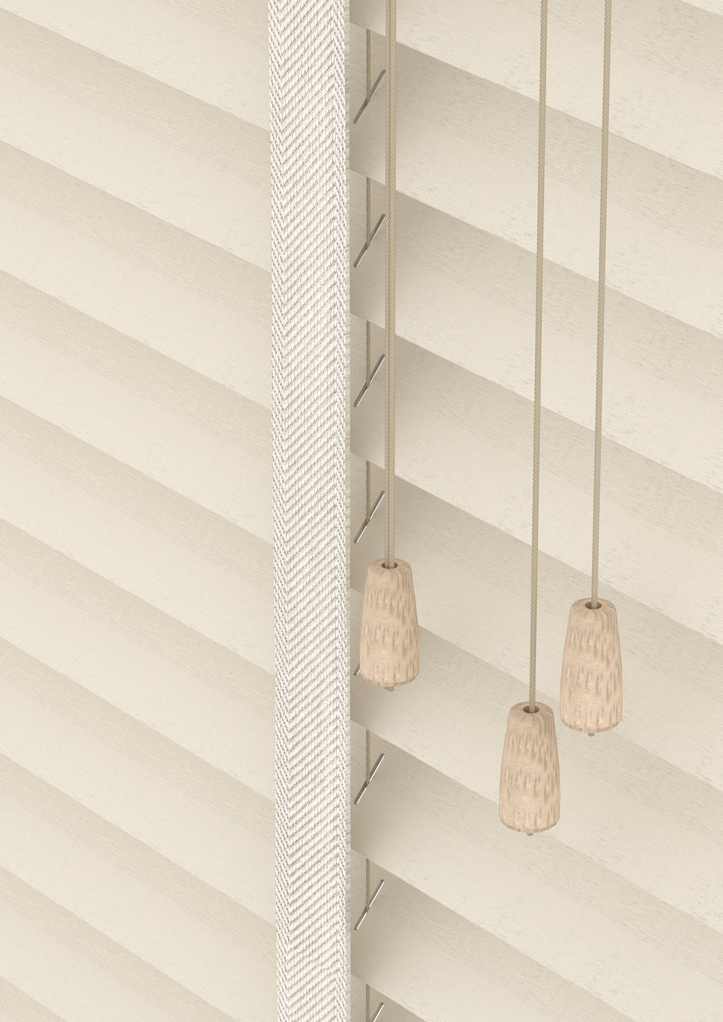 Bamboe Jaloezie met Ladderband 65mm Parel-wit
