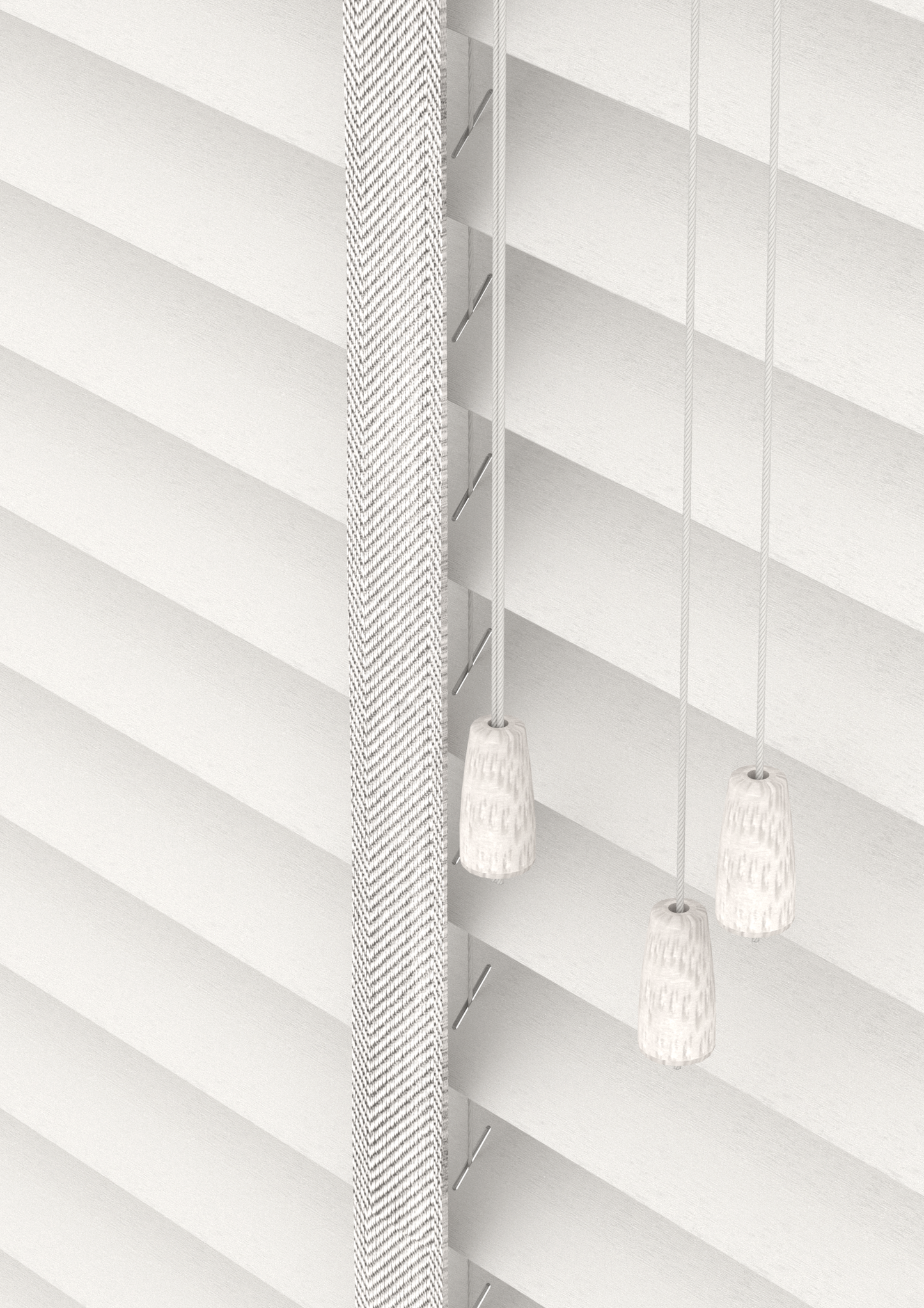 Basswood Jaloezie met Ladderband 35mm Wit