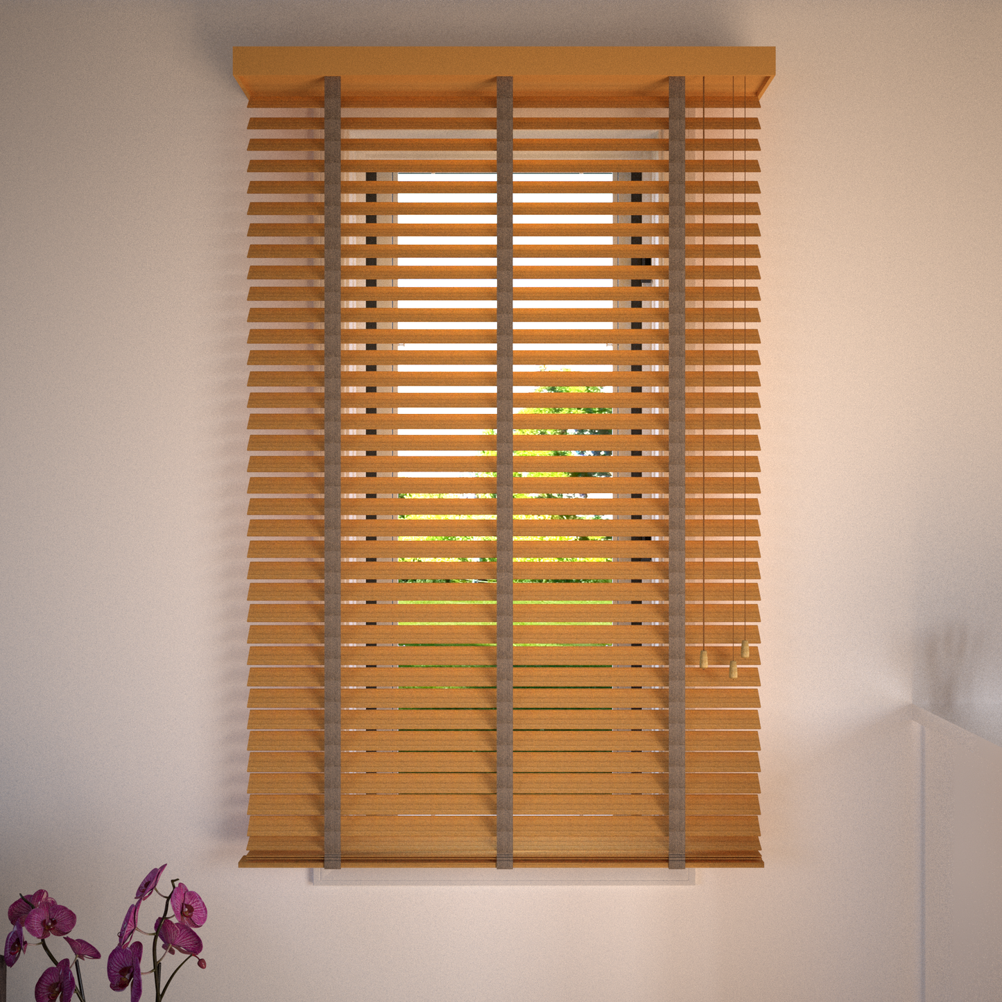 Basswood Jaloezie met Ladderband 65mm licht eik