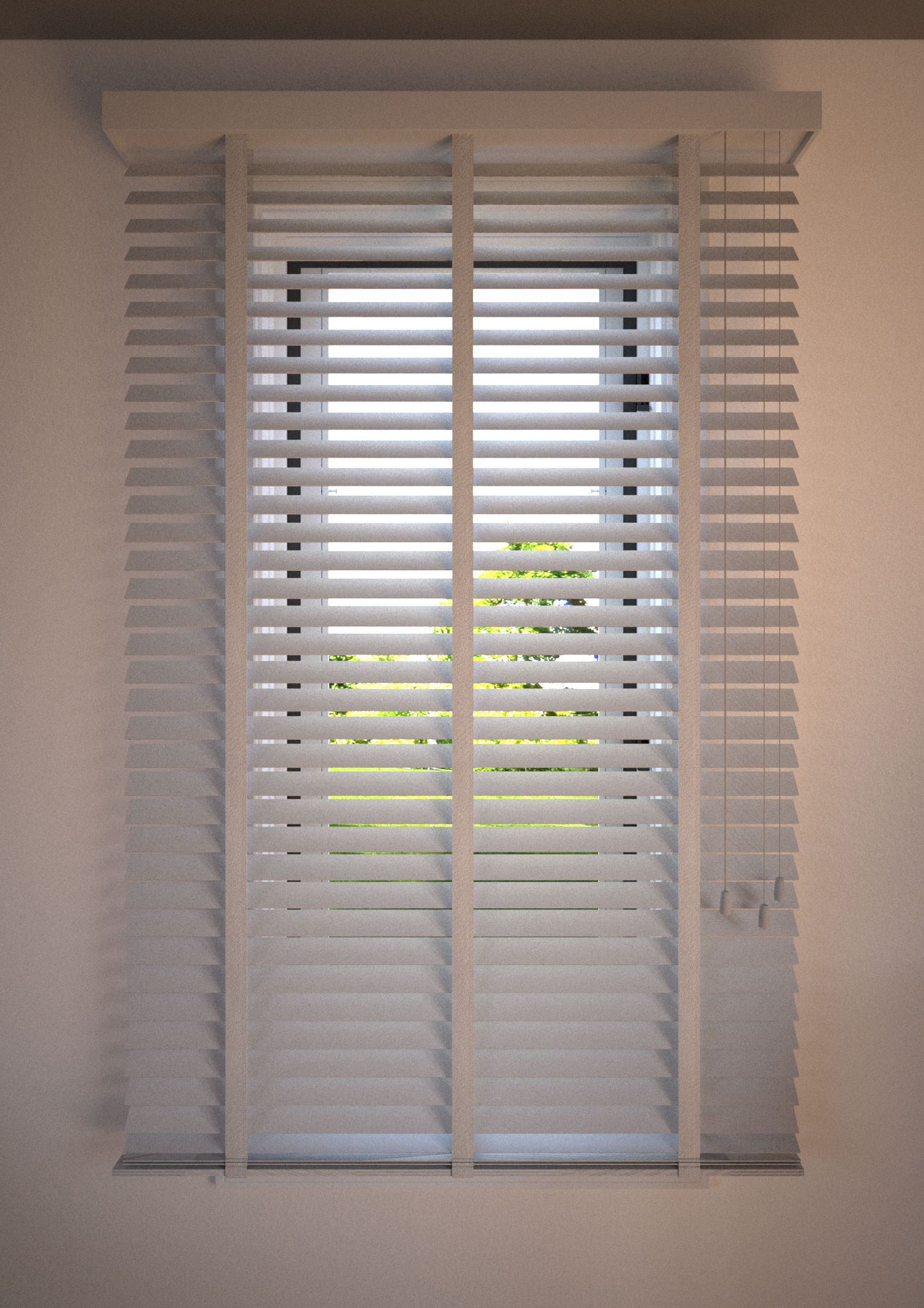 Bamboe Jaloezie met Ladderband 65mm wit