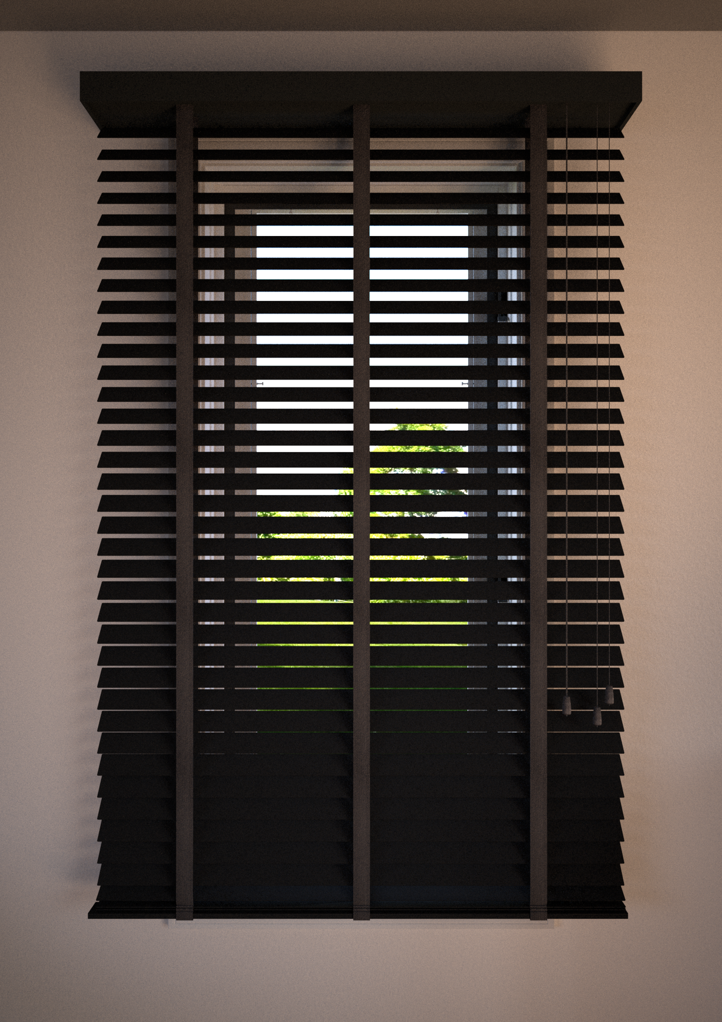 Basswood Jaloezie met Ladderband 35mm Zwart
