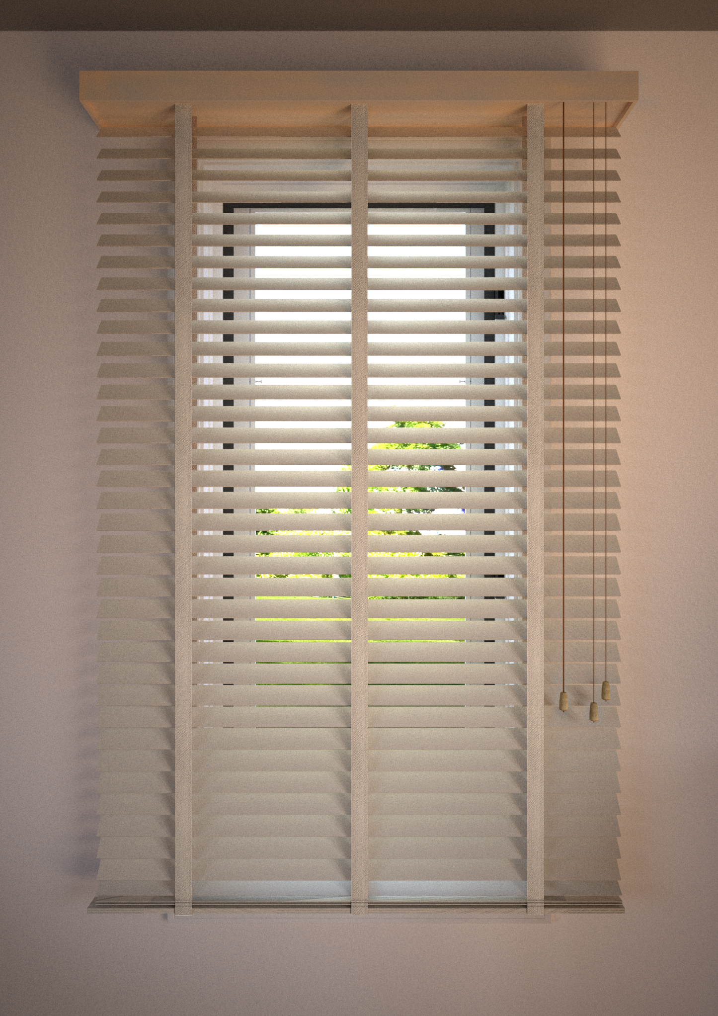 Bamboe Jaloezie met Ladderband 65mm Parel-wit