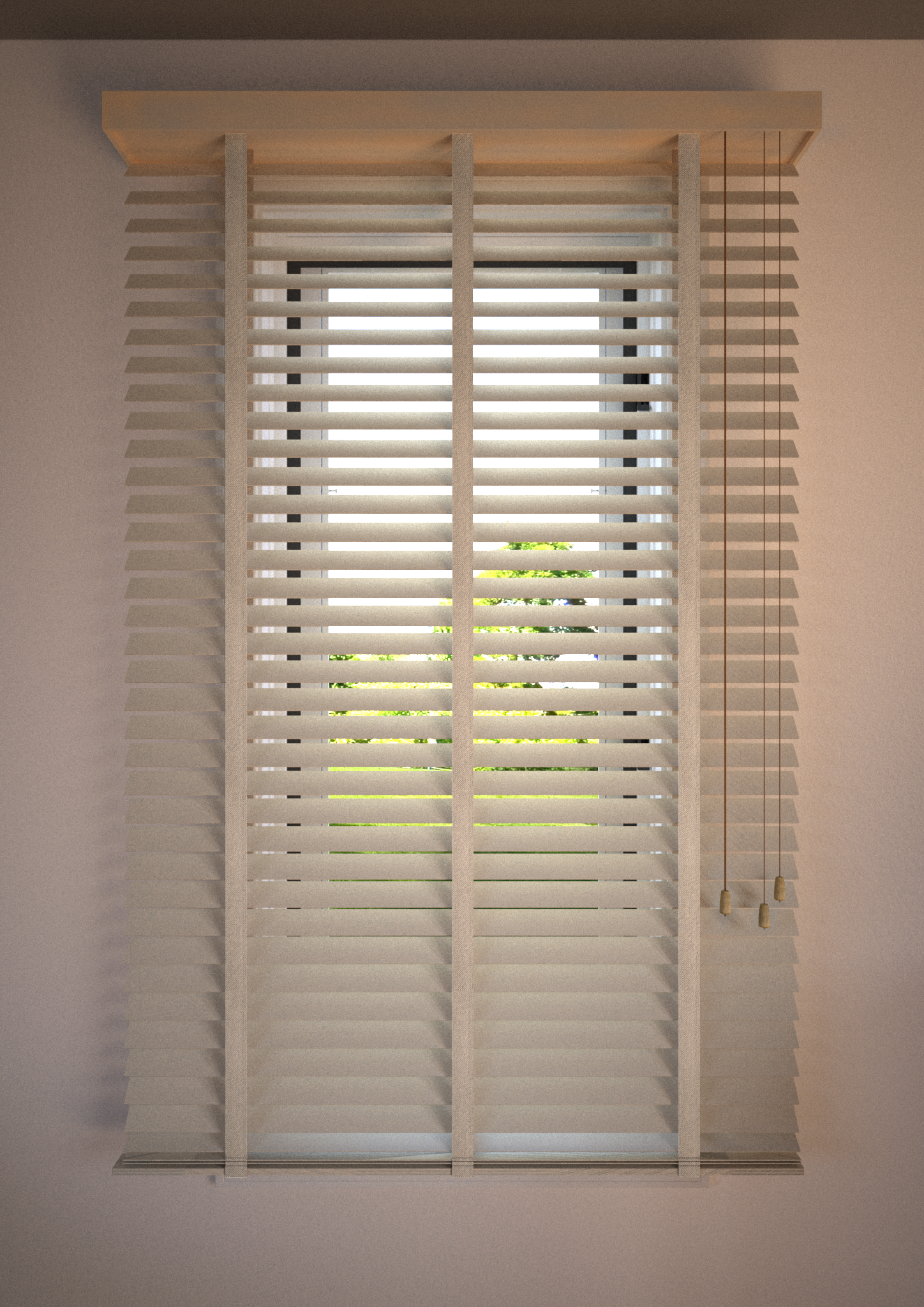 Bamboe Jaloezie 50MM Parel-wit Gemonteerd
