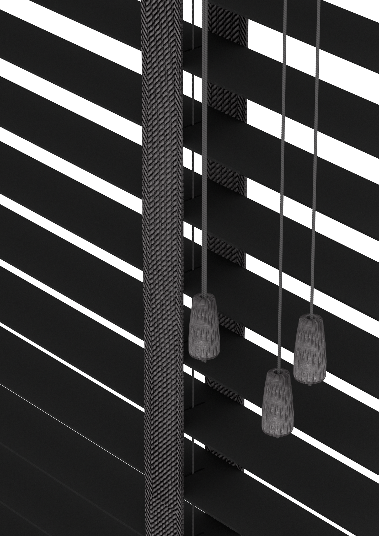 Bamboe Jaloezie met Ladderband 65mm Zwart